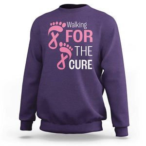 Breast Cancer Awareness Sweatshirt Walking For The Cure Pink Ribbon Footprints TS11 Purple Print Your Wear