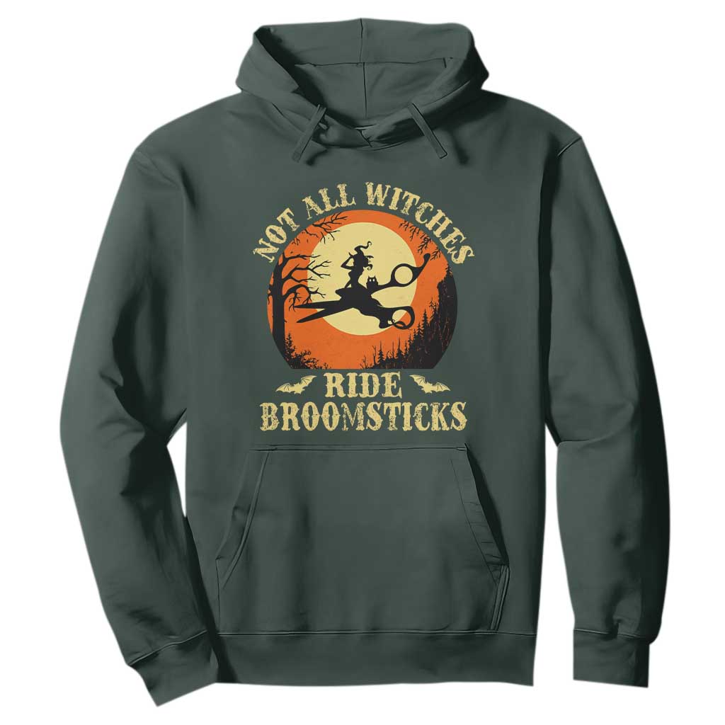 Funny Lesbian Witch Halloween Hoodie Not All Witches Ride Broomsticks TS11 Dark Forest Green Print Your Wear
