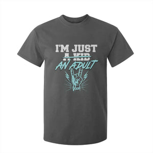 Funny Rock N Roll Lover T Shirt For Kid I Am Just A Kid Adulthood Saying TS11 Dark Heather Print Your Wear