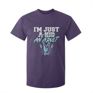 Funny Rock N Roll Lover T Shirt For Kid I Am Just A Kid Adulthood Saying TS11 Purple Print Your Wear