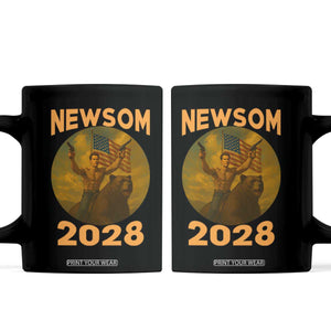 Gavin Newsom 2028 Coffee Mug Patriotic Leader President 48 Riding Bear TS11 Black Print Your Wear