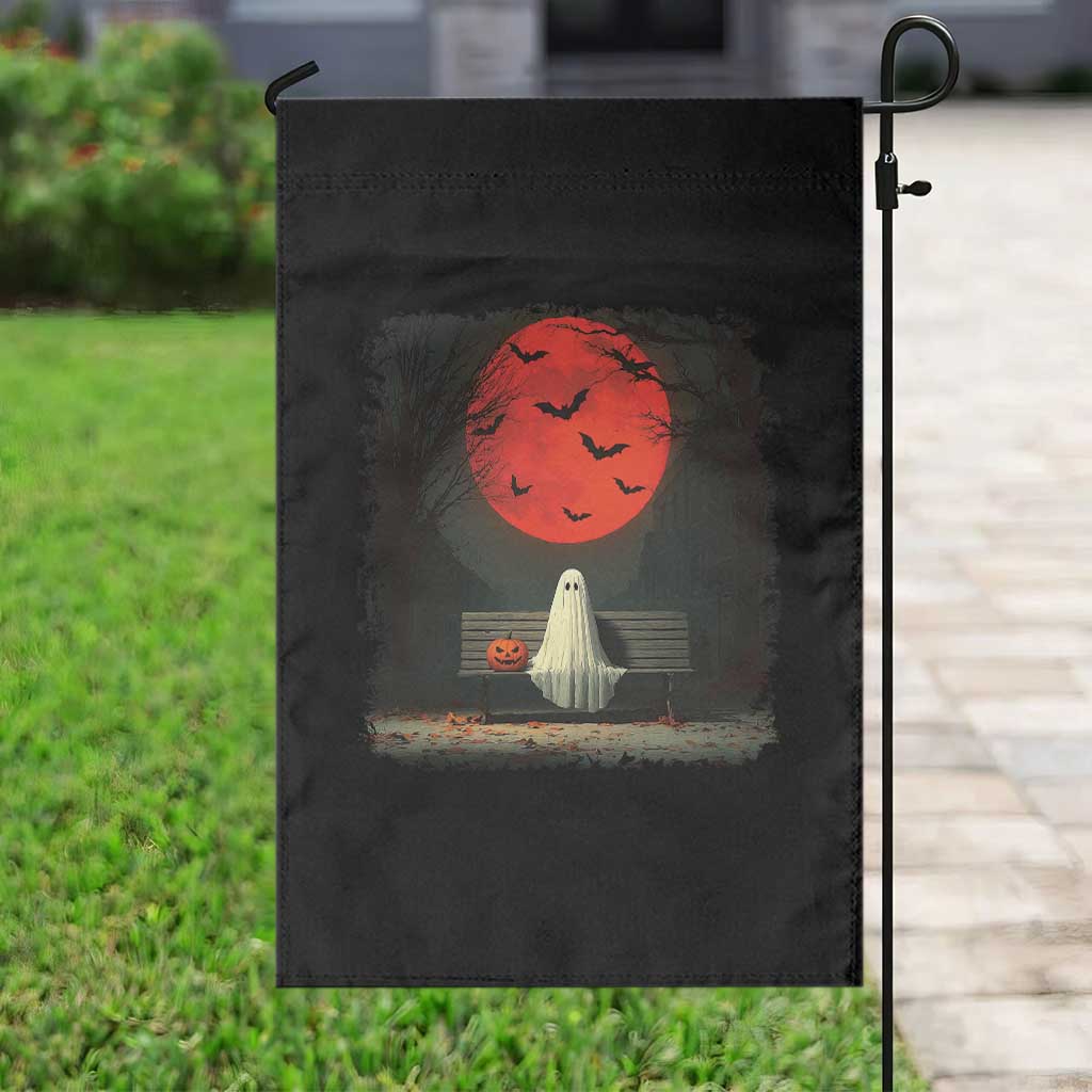 Halloween Lonely Ghost Bench Blood Moon Pumpkin Garden Flag TS11 Print Your Wear