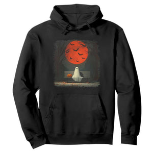 Halloween Lonely Ghost Bench Blood Moon Pumpkin Hoodie TS11 Black Print Your Wear
