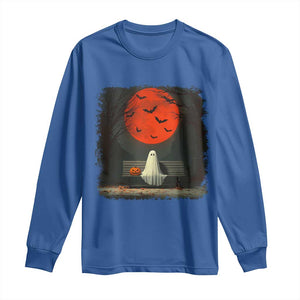 Halloween Lonely Ghost Bench Blood Moon Pumpkin Long Sleeve Shirt TS11 Royal Blue Print Your Wear