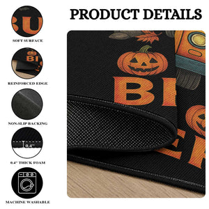 Funny Halloween Bus Driver Round Rug Horror Slashers Pumpkin School Bus Spooky Season