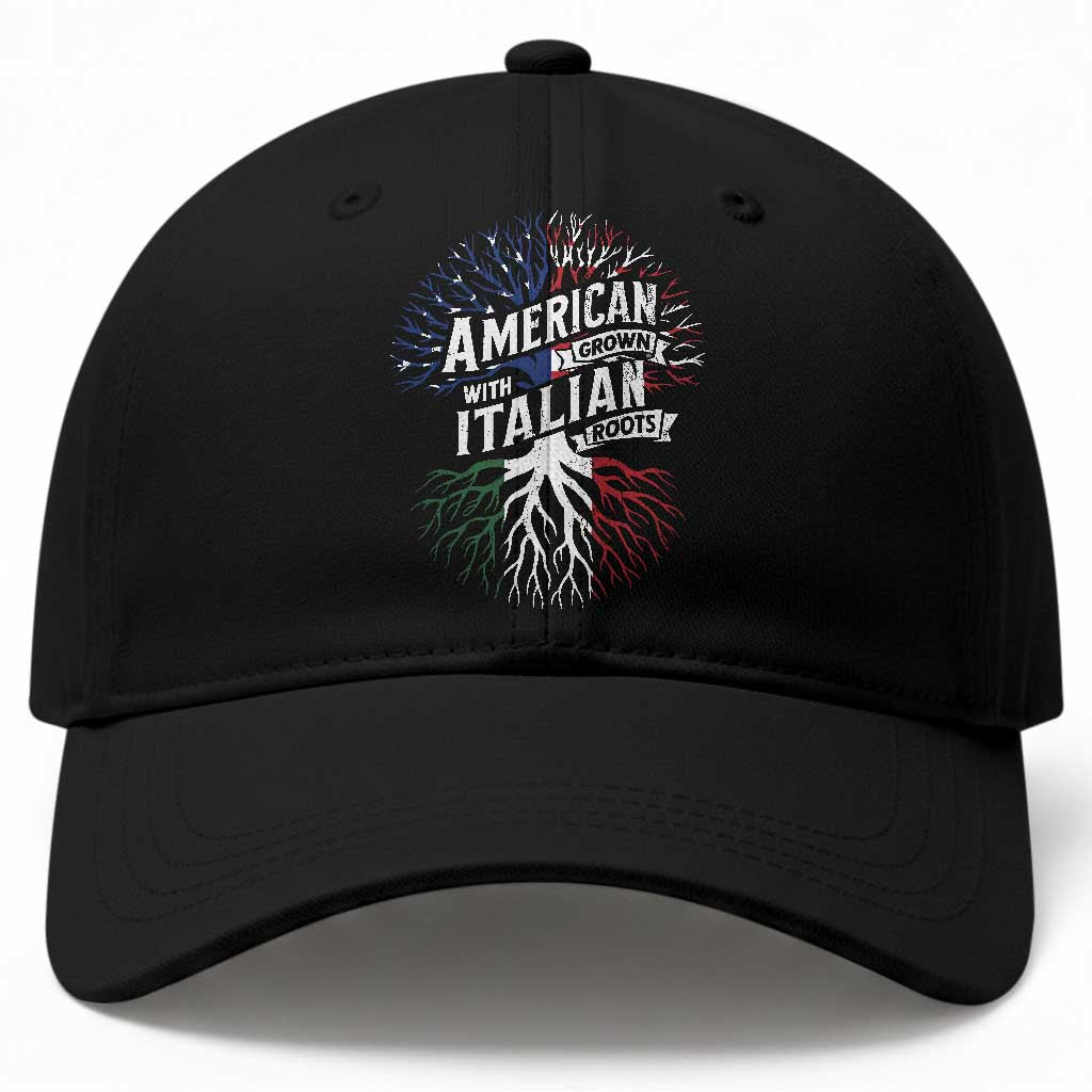 American Grown With Italian Roots Baseball Cap Family Tree Italy Flag TS11 Print Your Wear