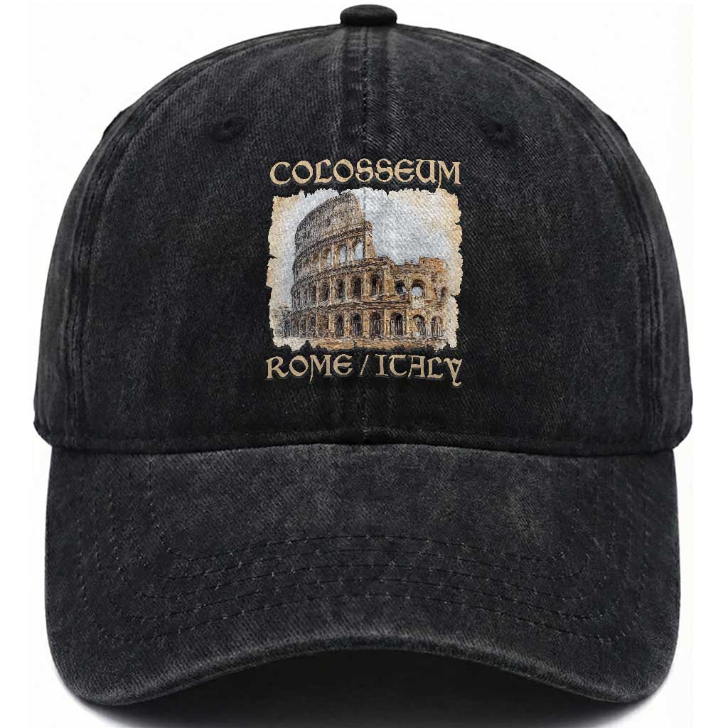 Rome Colosseum Italy Vintage Roman Amphitheatre Ancient Washed Cotton Baseball Cap