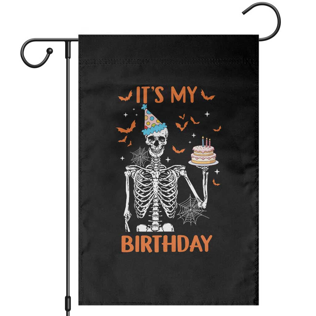 Funny Halloween Birthday Garden Flag Its My Bday Skeleton Cake Party TS11 Black Print Your Wear