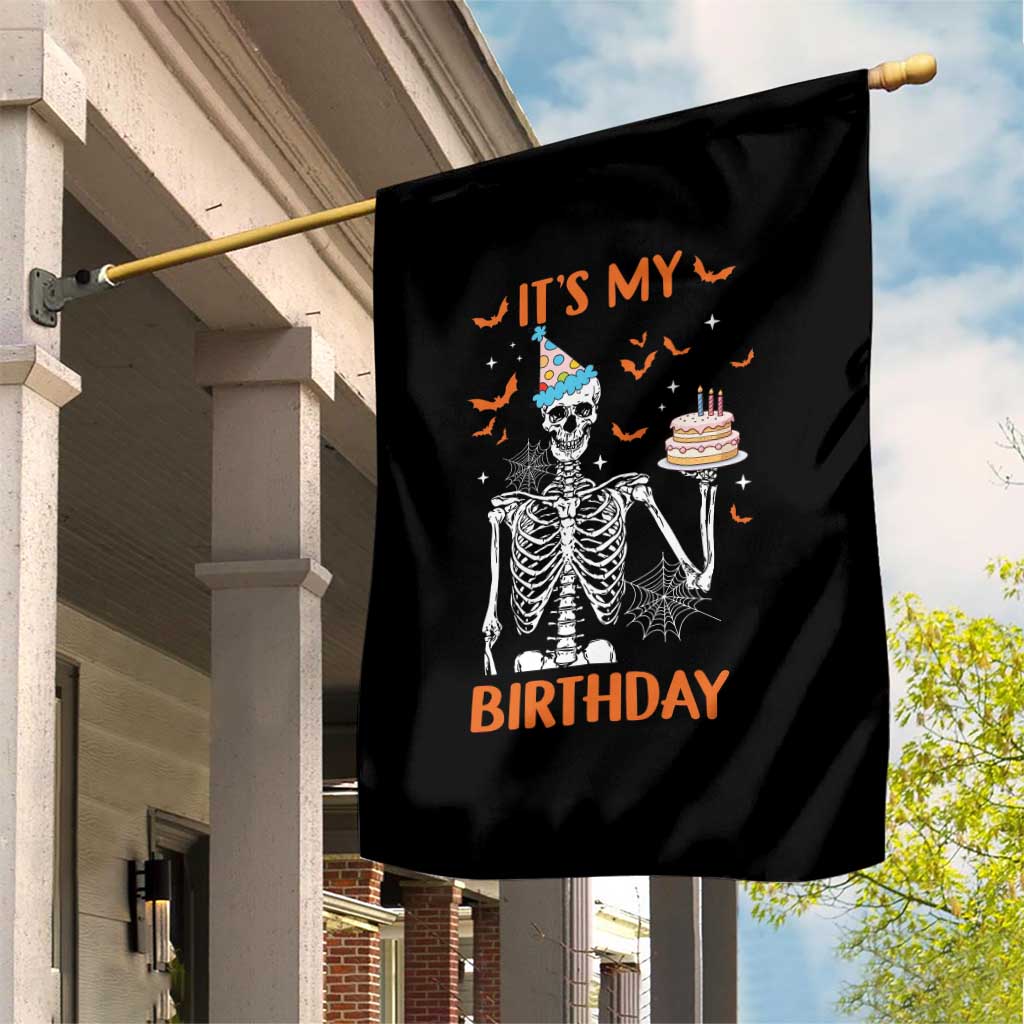 Funny Halloween Birthday Garden Flag Its My Bday Skeleton Cake Party TS11 Print Your Wear