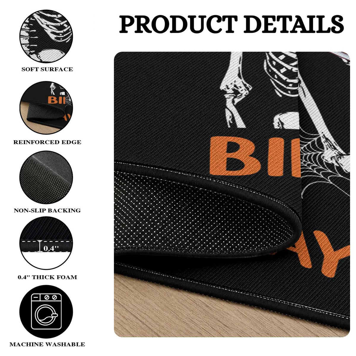 Funny Halloween Birthday Round Rug Its My Bday Skeleton Cake Party