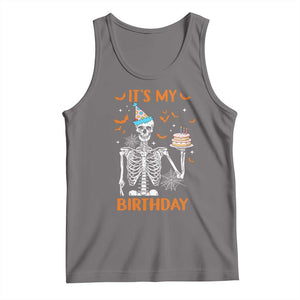 Funny Halloween Birthday Tank Top Its My Bday Skeleton Cake Party TS11 Deep Heather Print Your Wear
