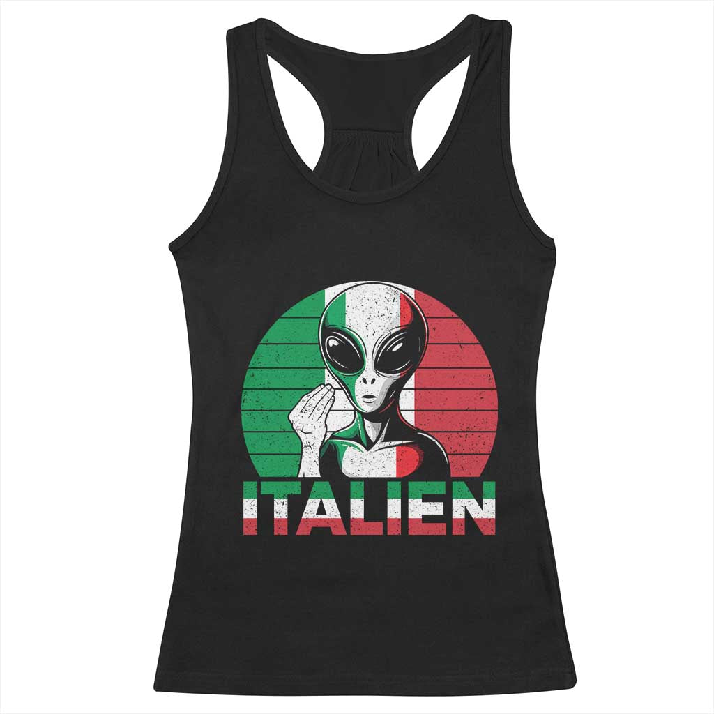 Funny Italian Alien Pun Racerback Tank Top Italien Italy Hand Gesture