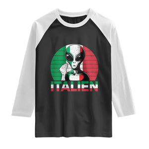 Funny Italian Alien Pun Raglan Shirt Italien Italy Hand Gesture