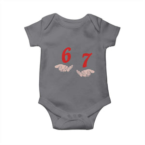 Funny 67 Six Seven Meme Hands Gesture Alpha Slang Baby Onesie TS11 Charcoal Print Your Wear