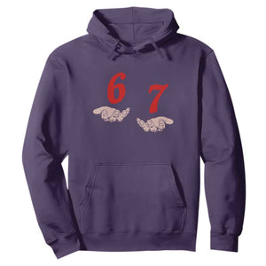 Funny 67 Six Seven Meme Hands Gesture Alpha Slang Hoodie TS11 Purple Print Your Wear