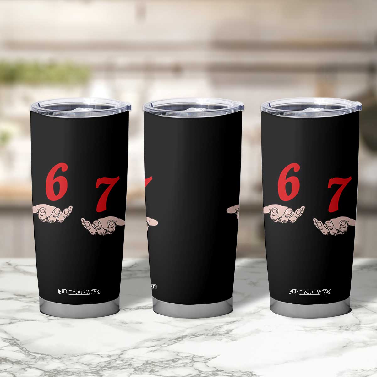 Funny 67 Six Seven Meme Hands Gesture Alpha Slang Tumbler Cup TS11 Print Your Wear