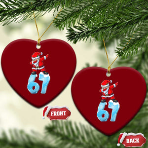 Funny 67 Xmas Ceramic Ornament Six Seven Dabbing Santa Meme Gen Alpha Slang TS11 Print Your Wear