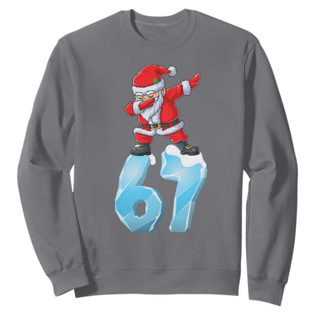 Funny 67 Christmas Sweatshirt Six Seven Dabbing Santa Meme Gen Alpha Slang TS11 Charcoal Print Your Wear