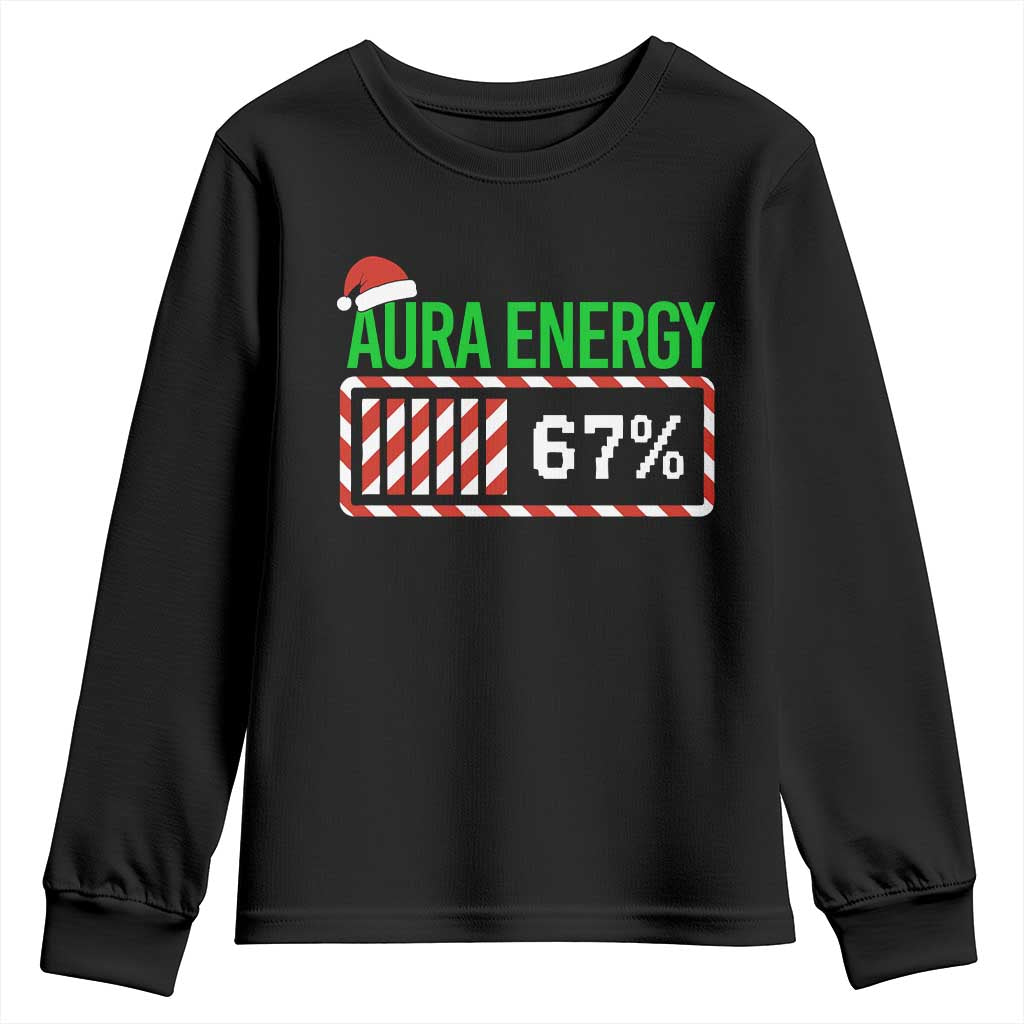 Funny Aura Energy 67 Christmas Youth Sweatshirt Aura Farming Six Seven Meme Gen Alpha Slang TS11 Black Print Your Wear