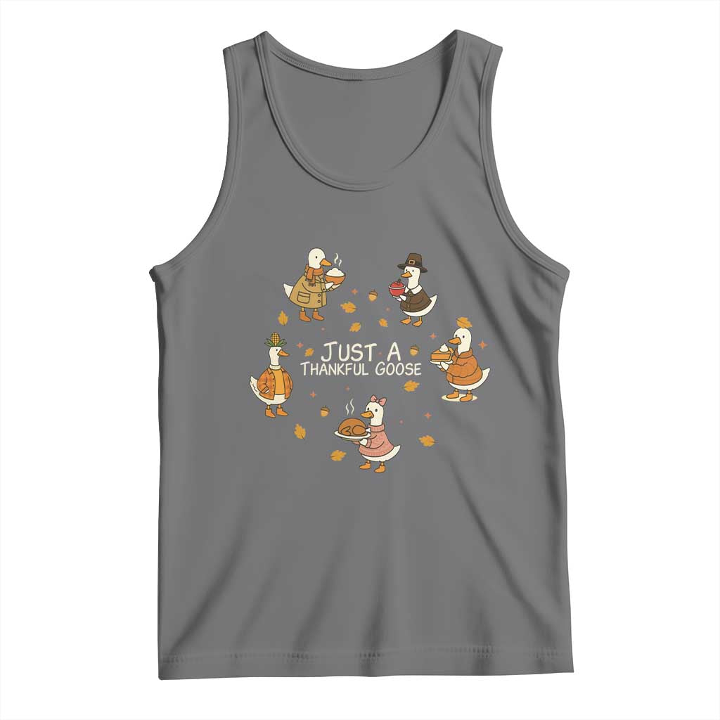 Just A Thankful Goose Tank Top Funny Goose Turkey Thanksgiving Fall Season TS11 Black Heather Print Your Wear