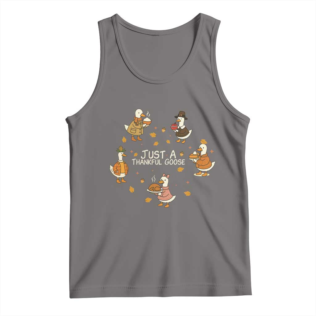 Just A Thankful Goose Tank Top Funny Goose Turkey Thanksgiving Fall Season TS11 Deep Heather Print Your Wear