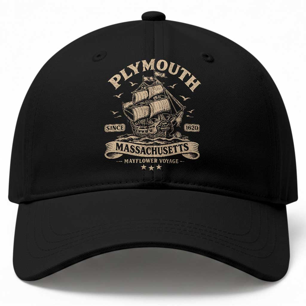 Plymouth Massachusetts Mayflower Voyage Since 1620 Baseball Cap Pilgrims Thanksgiving History