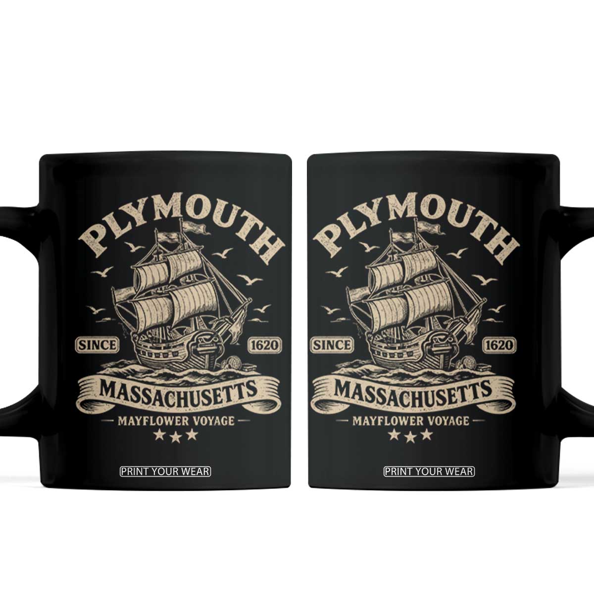Plymouth Massachusetts Mayflower Voyage Since 1620 Coffee Mug Pilgrims Thanksgiving History