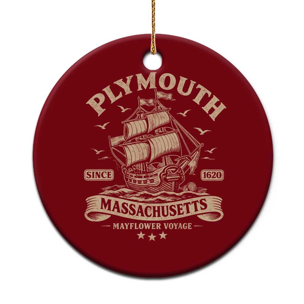 Plymouth Massachusetts Mayflower Voyage Since 1620 Ceramic Ornament Pilgrims Thanksgiving History