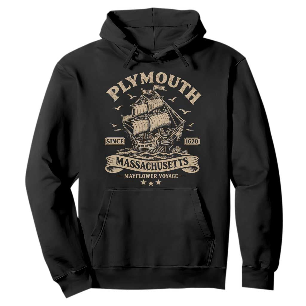 Plymouth Massachusetts Mayflower Voyage Since 1620 Hoodie Pilgrims Thanksgiving History