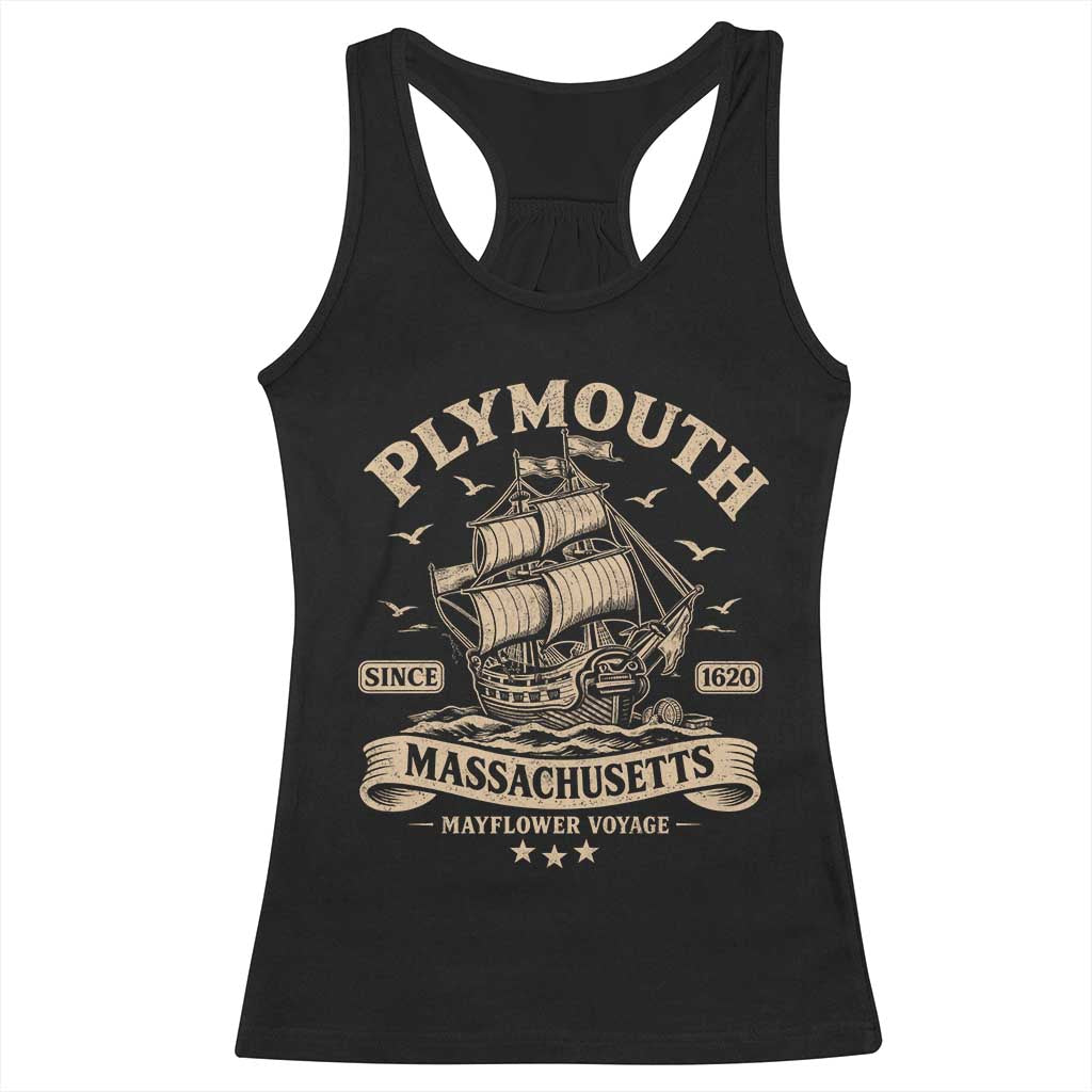 Plymouth Massachusetts Mayflower Voyage Since 1620 Racerback Tank Top Pilgrims Thanksgiving History