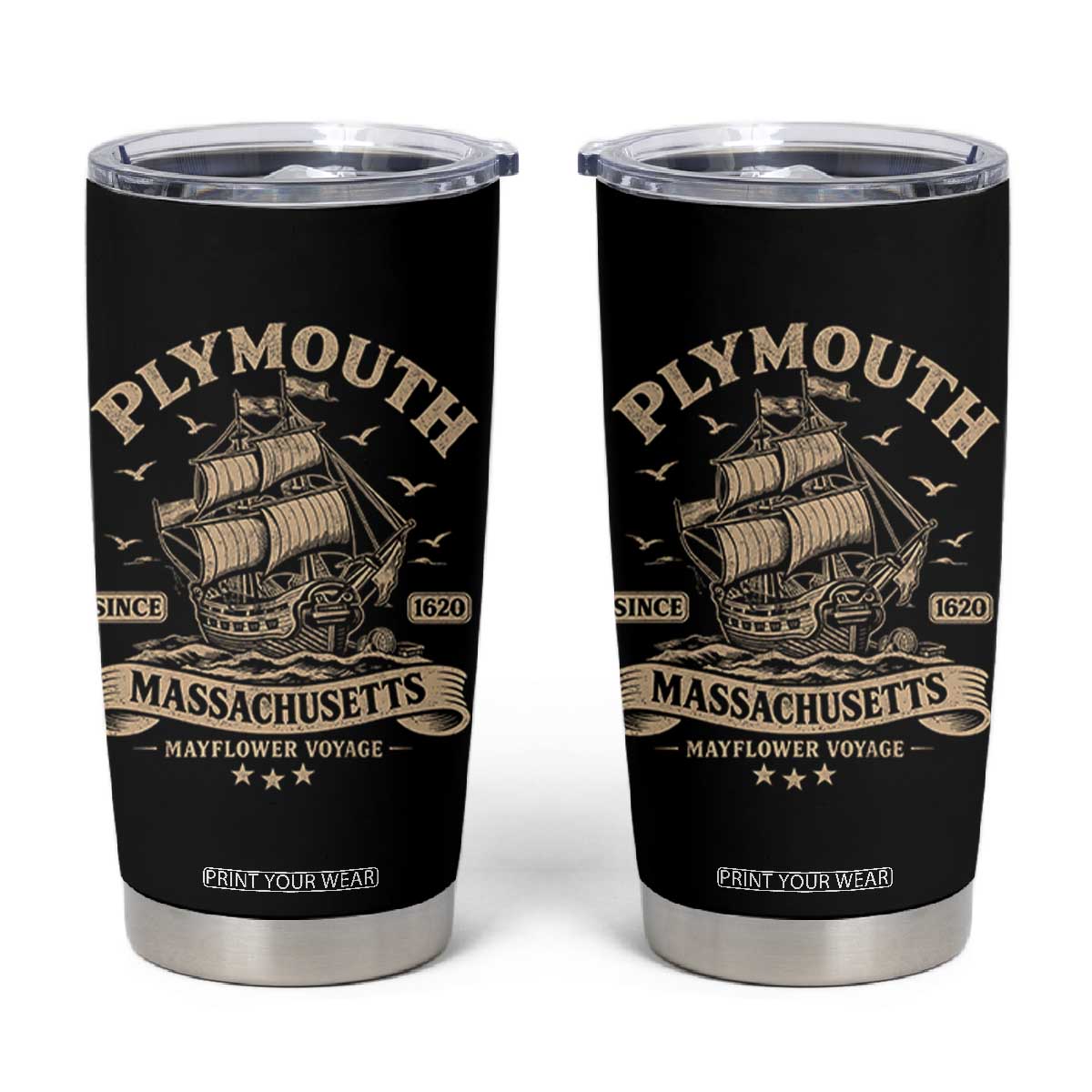 Plymouth Massachusetts Mayflower Voyage Since 1620 Tumbler Cup Pilgrims Thanksgiving History