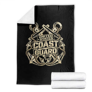 US Coast Guard Veteran Throw Blanket Vintage Crossed Anchors Military Armed Forces