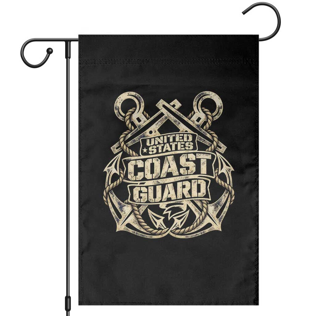 US Coast Guard Veteran Garden Flag Vintage Crossed Anchors Military Armed Forces