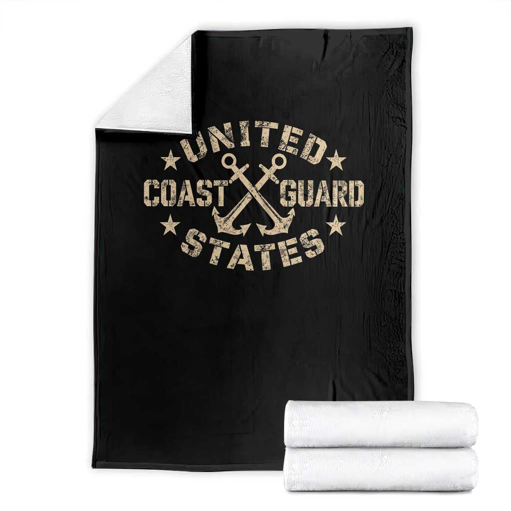 US Coast Guard Military Veteran Throw Blanket Vintage Crossed Anchors Veterans Day