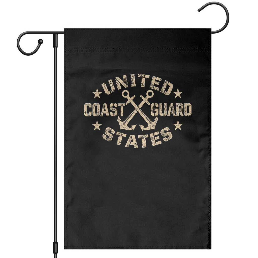 US Coast Guard Military Veteran Garden Flag Vintage Crossed Anchors Veterans Day