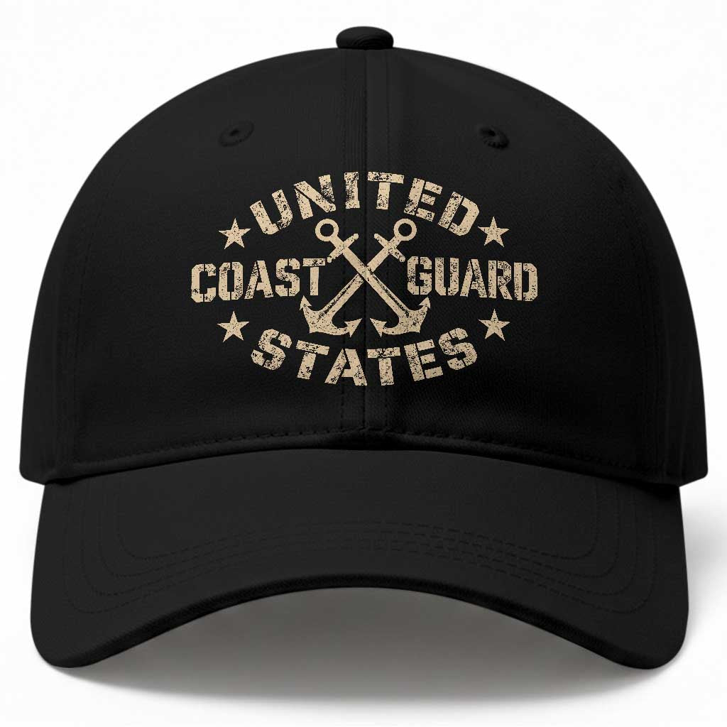 US Coast Guard Military Veteran Baseball Cap Vintage Crossed Anchors Veterans Day