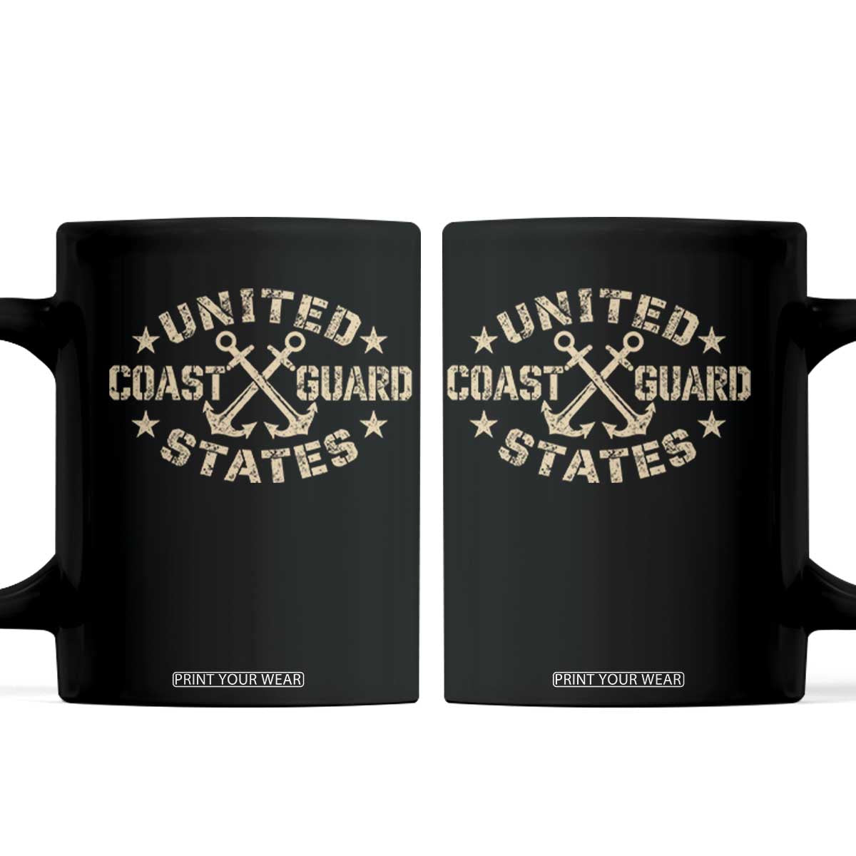 US Coast Guard Military Veteran Coffee Mug Vintage Crossed Anchors Veterans Day