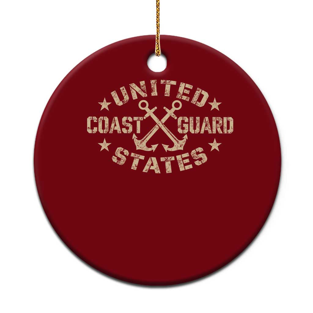 US Coast Guard Military Veteran Ceramic Ornament Vintage Crossed Anchors Veterans Day