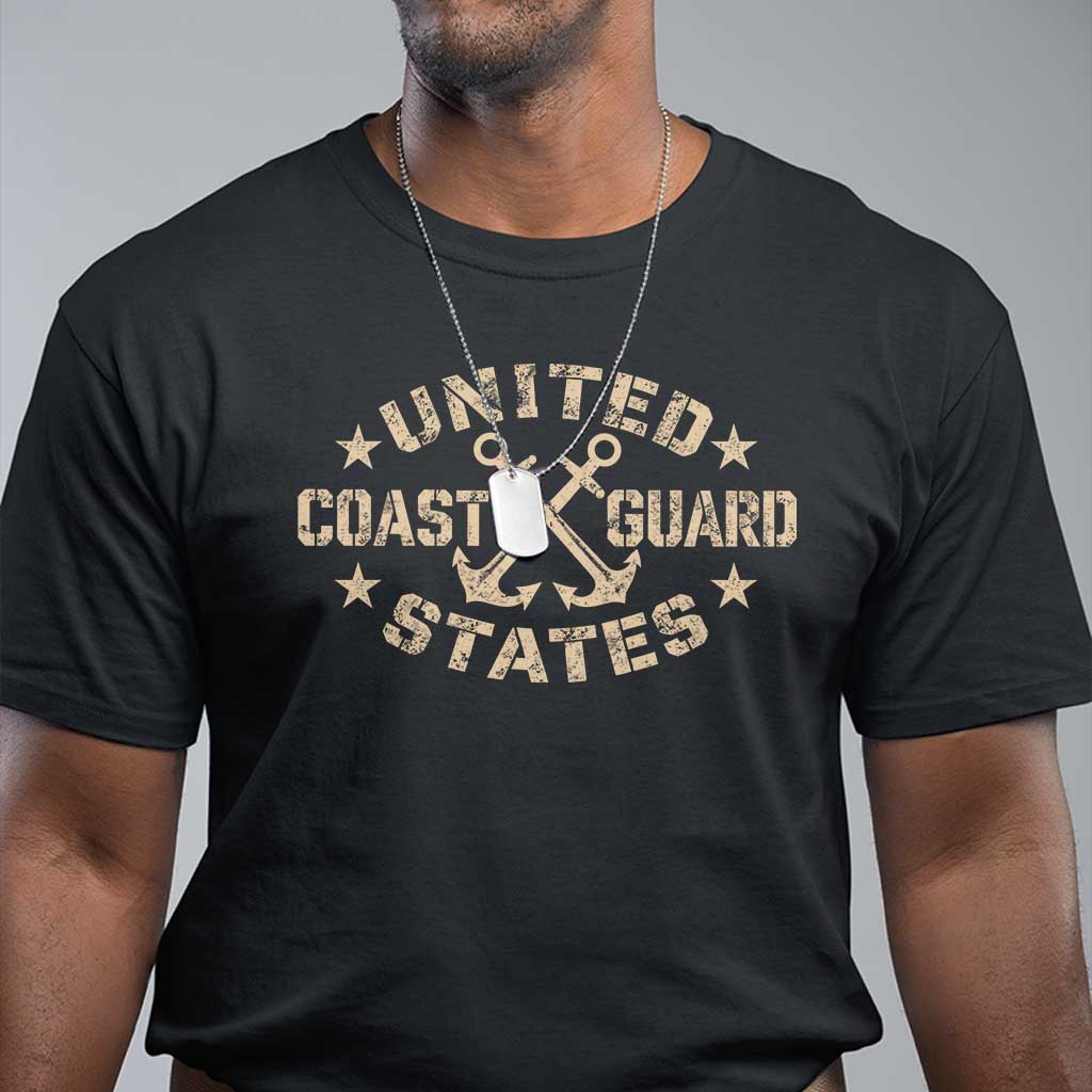US Coast Guard Military Veteran T Shirt Vintage Crossed Anchors Veterans Day