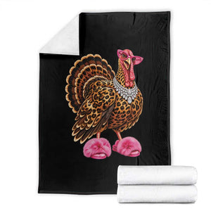 Funny Leopard Glam Turkey Thanksgiving Boujee Chic Throw Blanket