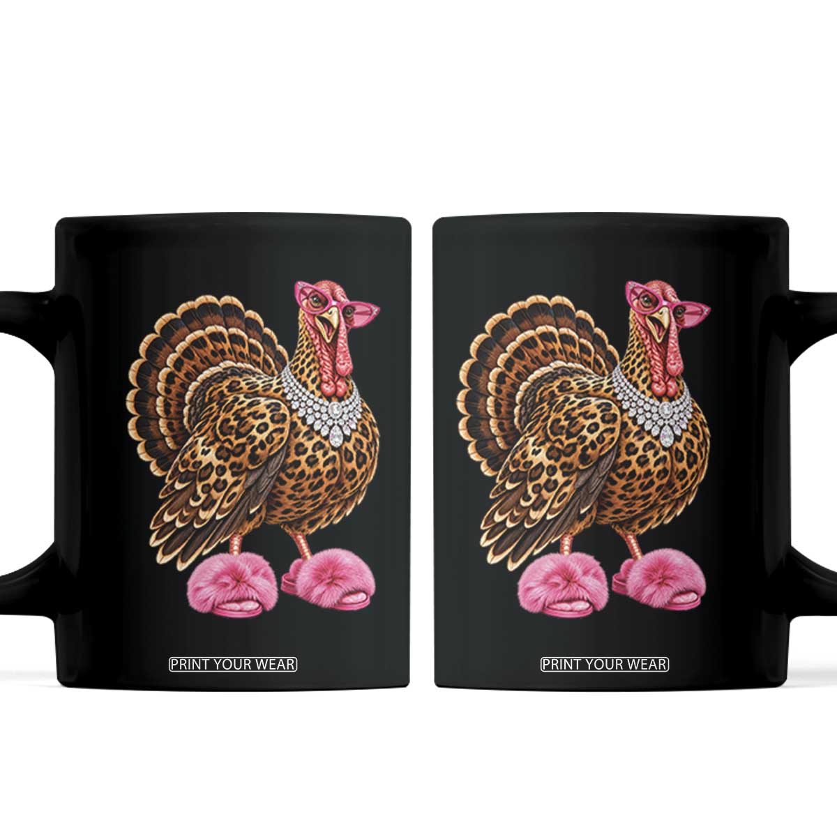 Funny Leopard Glam Turkey Thanksgiving Boujee Chic Coffee Mug