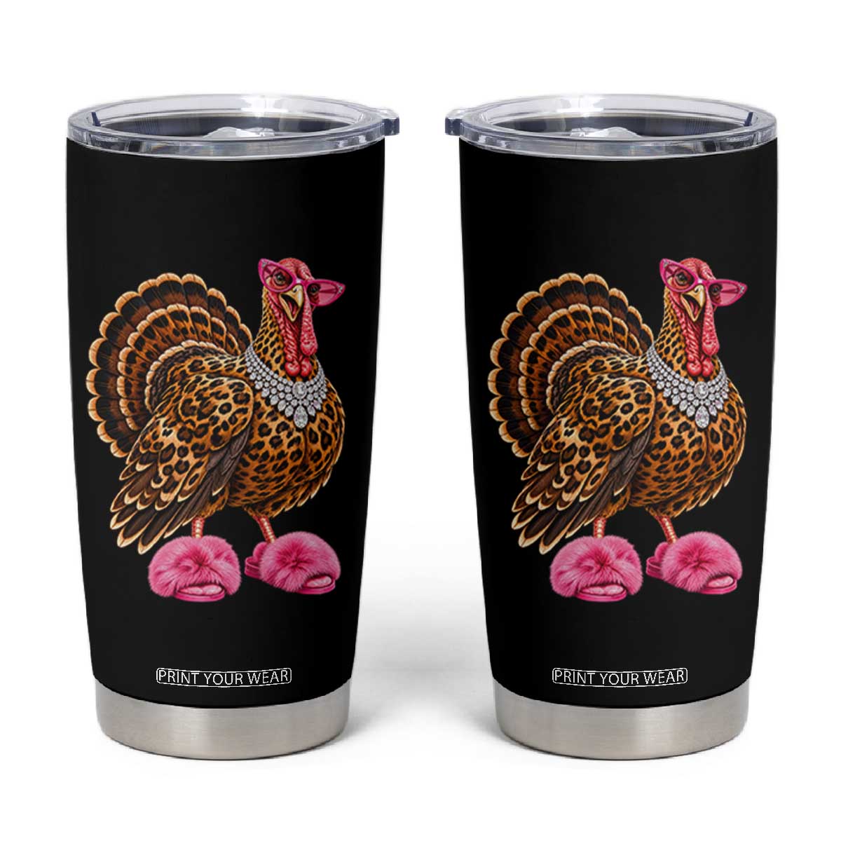 Funny Leopard Glam Turkey Thanksgiving Boujee Chic Tumbler Cup