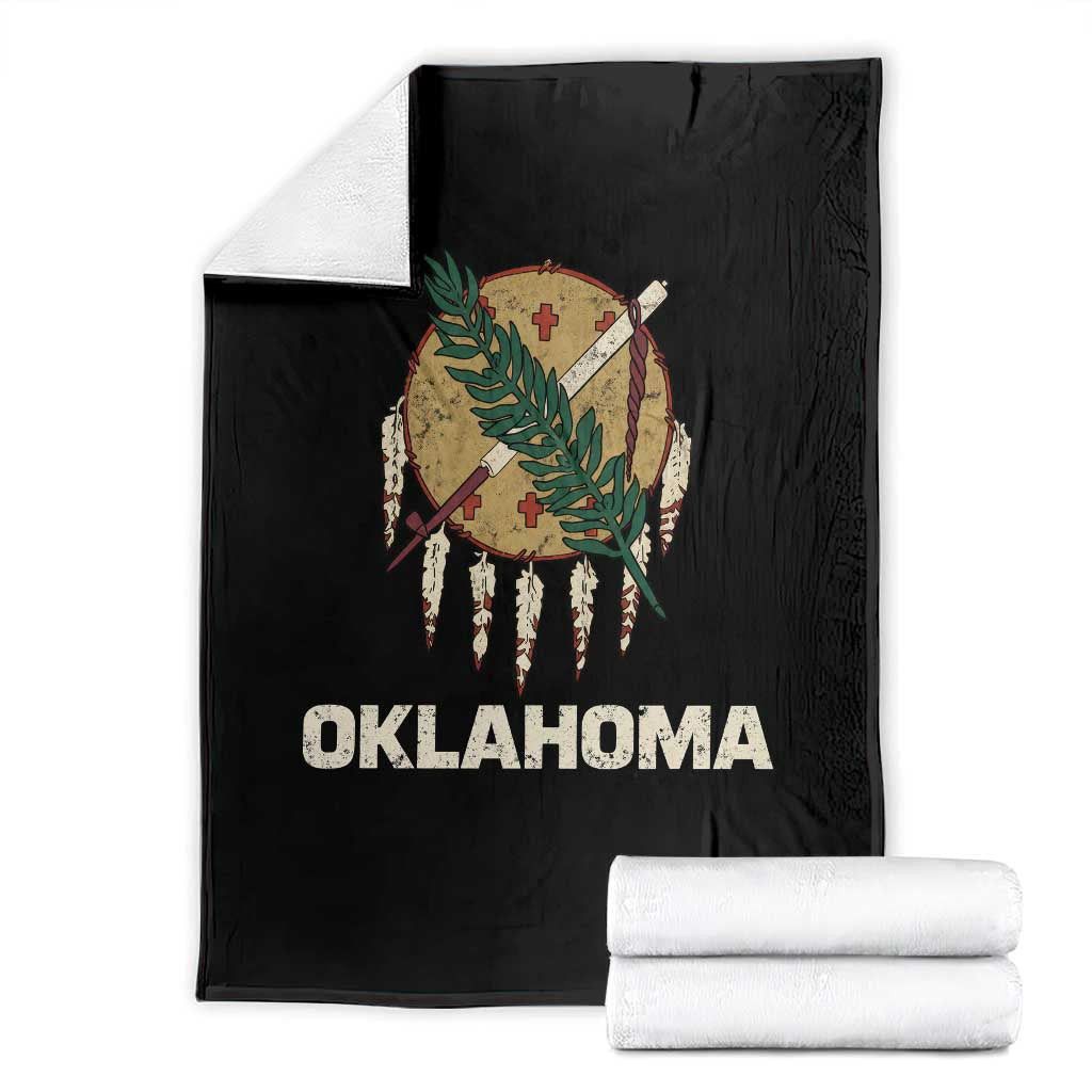 State Flags of Oklahoma Throw Blanket Vintage Distressed Native Osage Shield