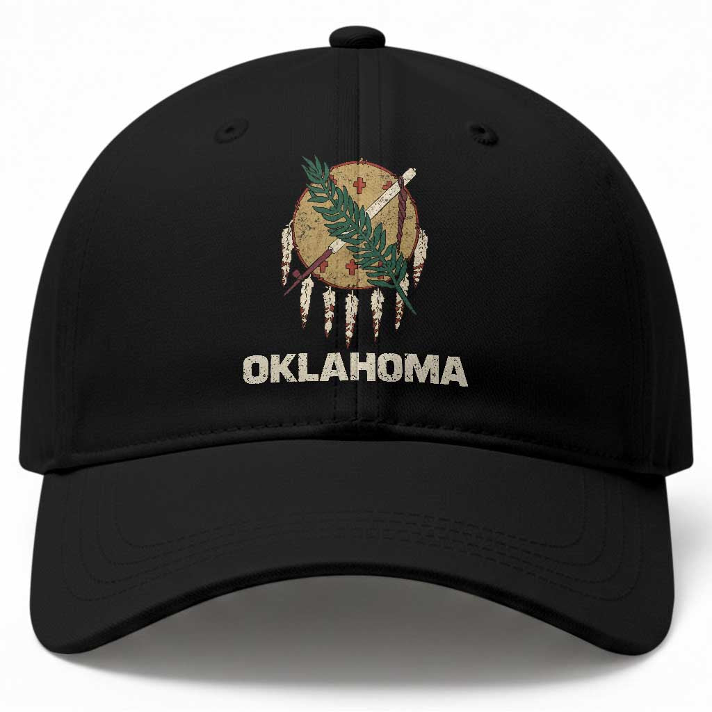 State Flags of Oklahoma Baseball Cap Vintage Distressed Native Osage Shield