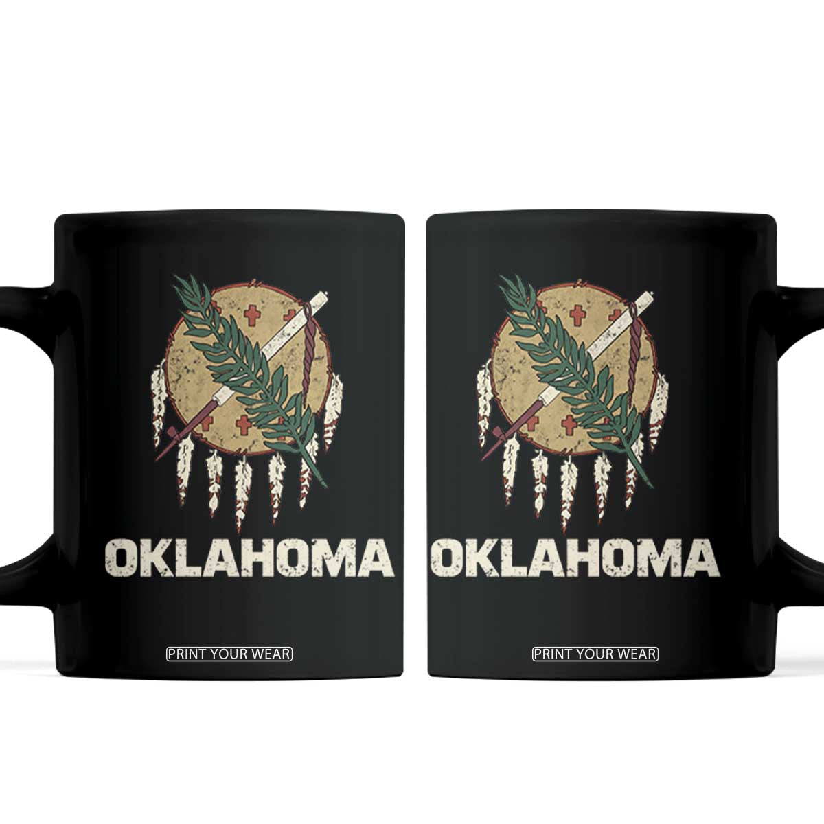 State Flags of Oklahoma Coffee Mug Vintage Distressed Native Osage Shield