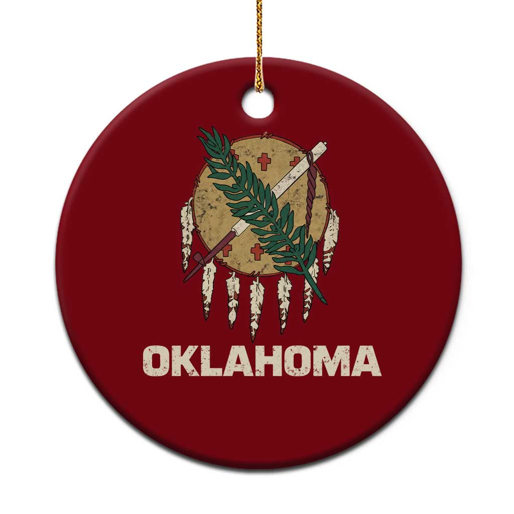 State Flags of Oklahoma Ceramic Ornament Vintage Distressed Native Osage Shield