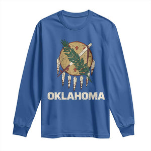 State Flags of Oklahoma Long Sleeve Shirt Vintage Distressed Native Osage Shield