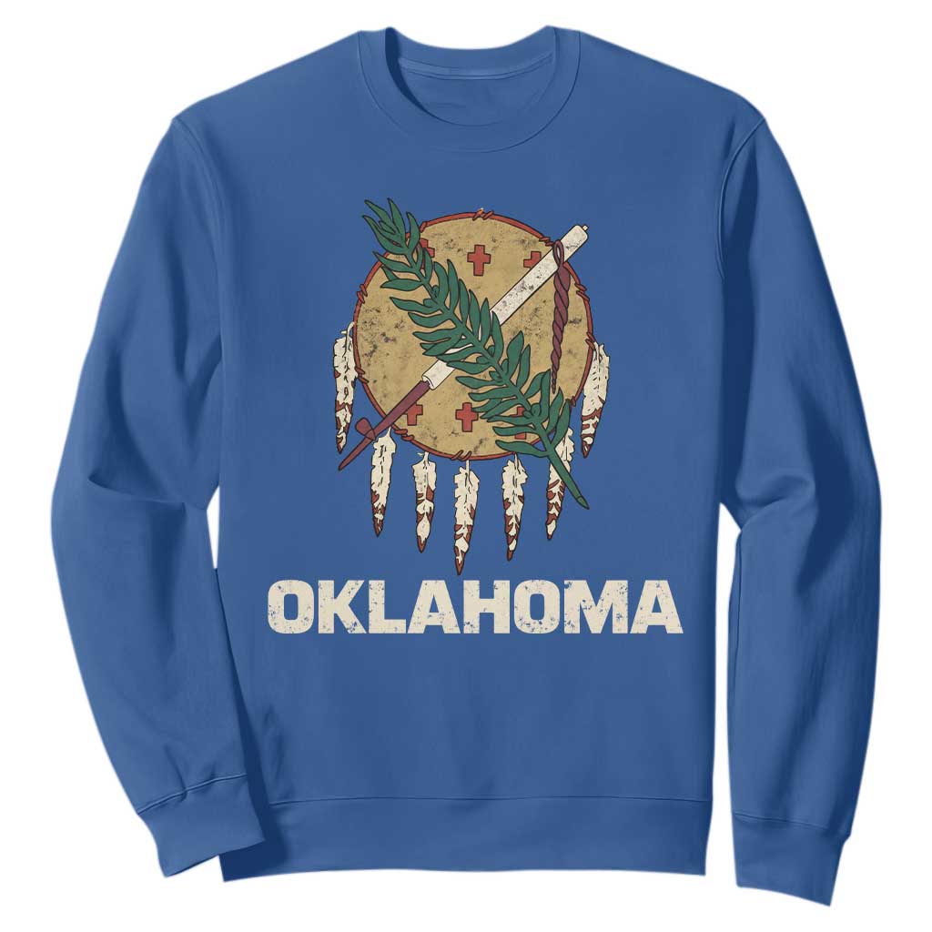 State Flags of Oklahoma Sweatshirt Vintage Distressed Native Osage Shield