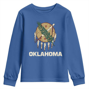 State Flags of Oklahoma Youth Sweatshirt Vintage Distressed Native Osage Shield