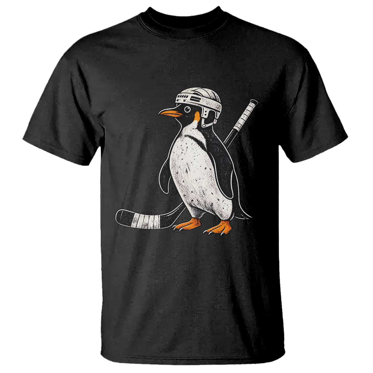 Funny Penguin Playing Ice Hockey T Shirt Cool Animal Sports Graphic